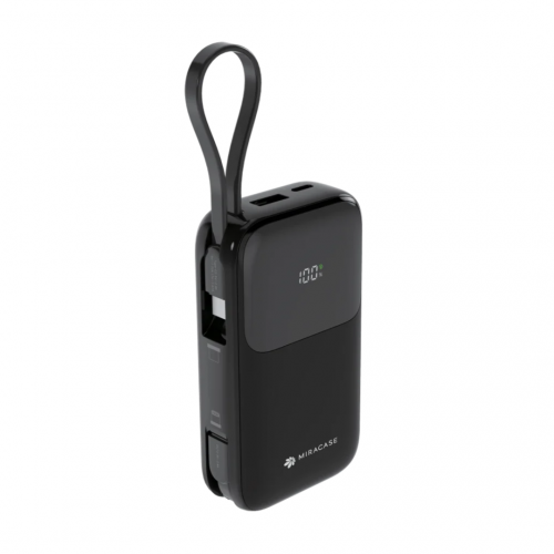 מיני סוללת טעינה10000mAh עם 2כבלים מובנים וצג