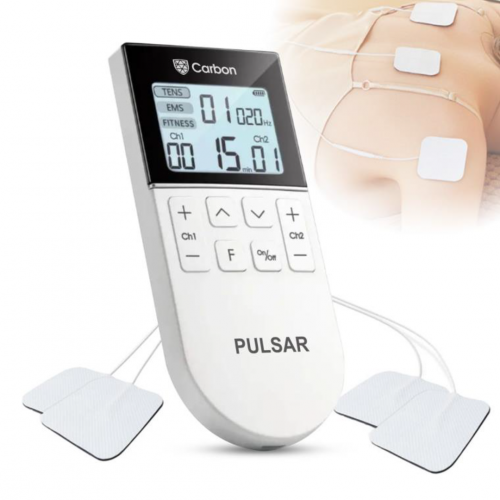 מכשיר דיגיטלי לשיכוך כאבים TENS+EMS עם 2 ערוצים ו-4 אלקטרודות